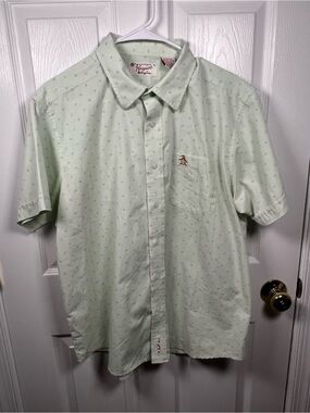 Original Penguin Men's Short Sleeve Button-Down Shirt in Mint